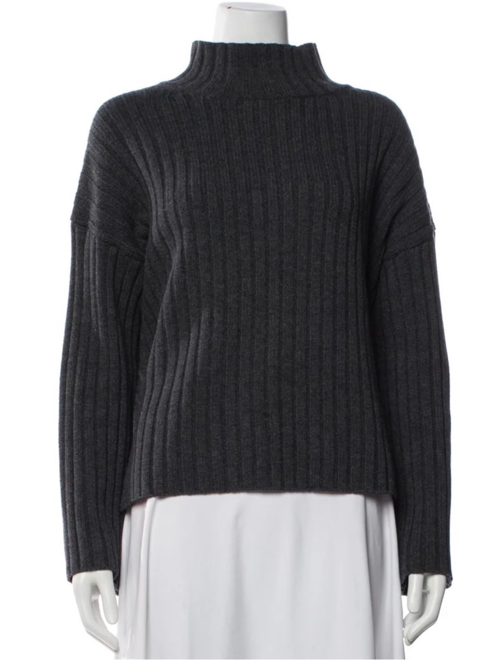 Alex Mill Charcoal Rib-Knit Mock Neck Sweater